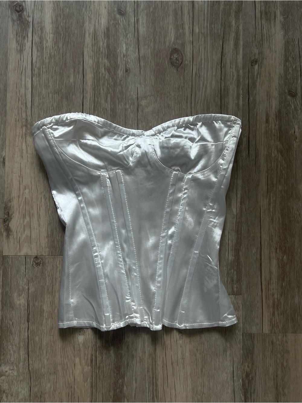 PrettyLittleThing White Satin Corset Top